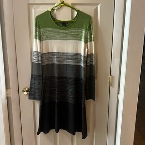Green and Grey Color Block Sweater Dress